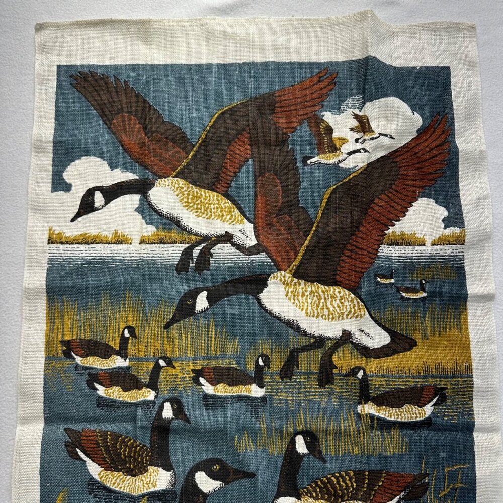 Sewell Jackson Wild Canada Geese Vintage Linen Dish Tea Towel Country Decor - Picture 3 of 7